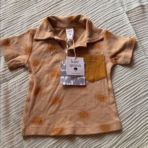 Kate Quinn Tan Sunburst Polo NWT